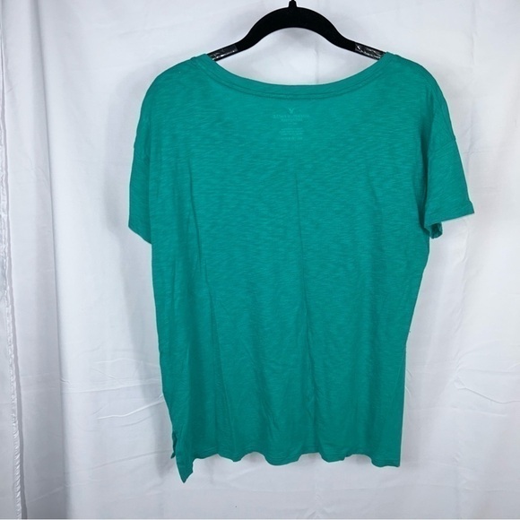 American Eagle Shirt Short Sleeve Pullover U-neck Chest Pocket Boxy Loose Fit - Picture 7 of 8